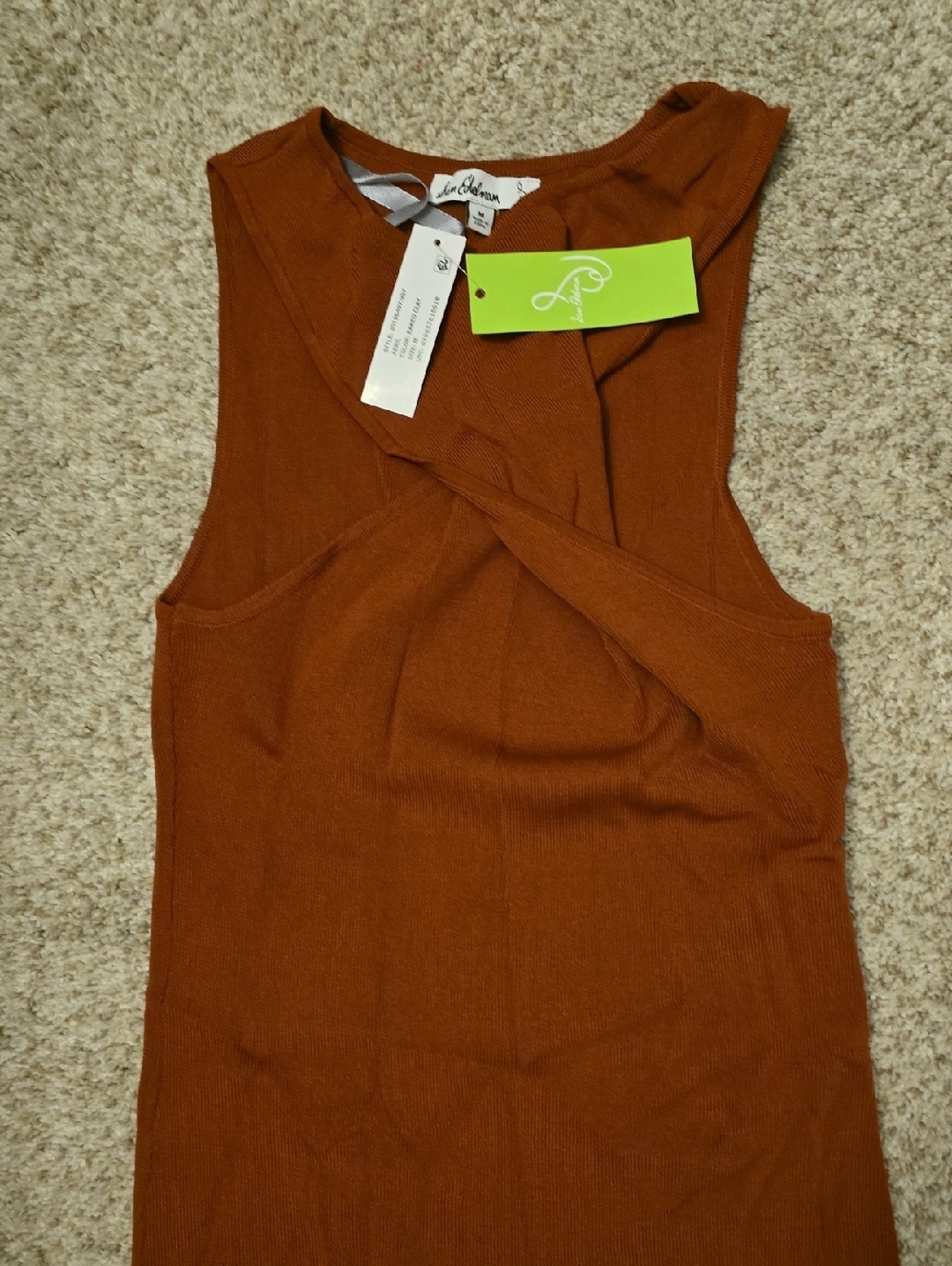 Sam Edelman Abril Burnt Orange 'Baked Clay' Twist-Front Sleeveless Tank